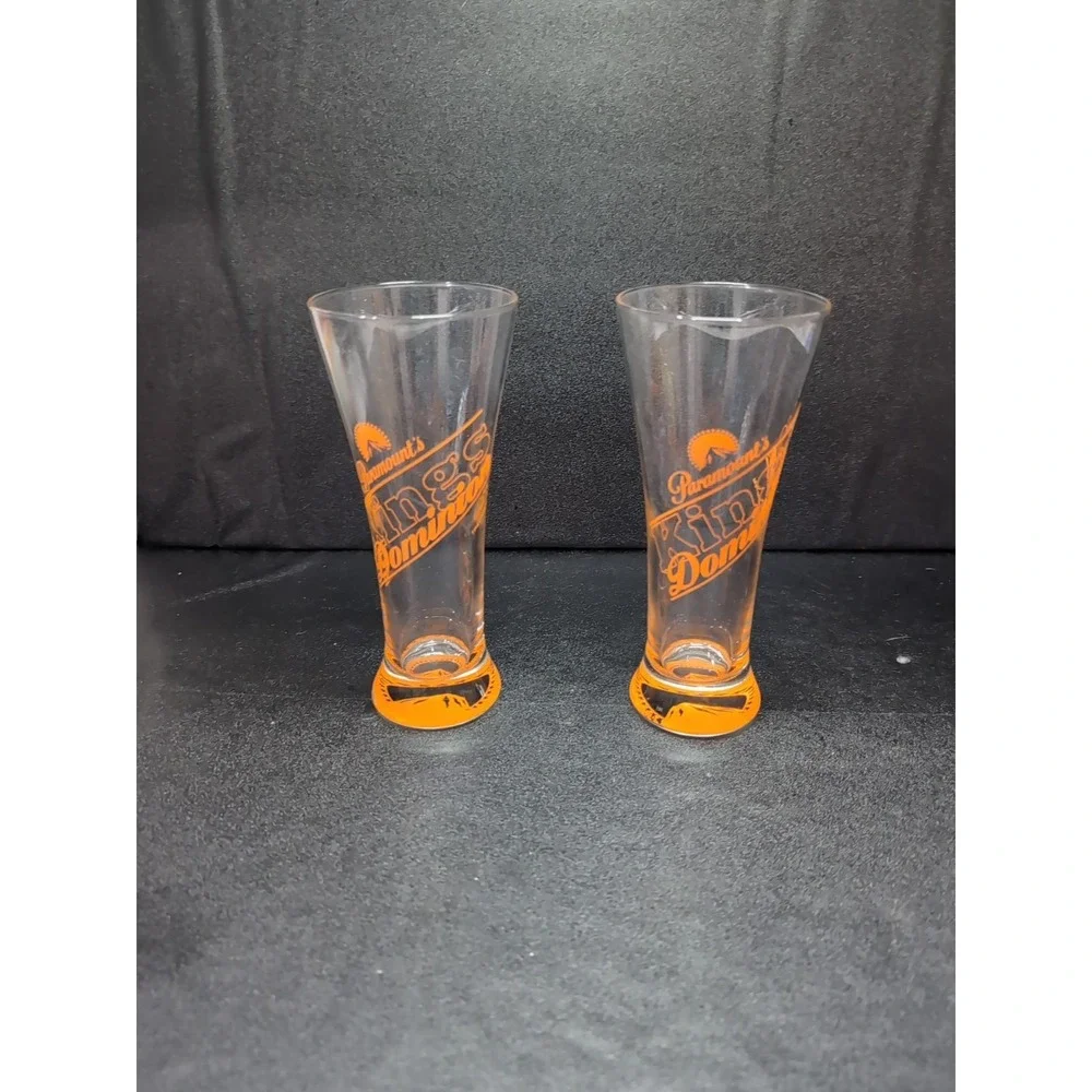 Paramount's Kings Dominion Pilsner Glass Set,‎ Vintage Orange Logo Beer Glasses